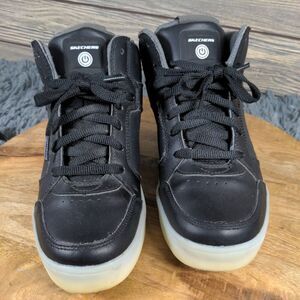 Skechers Boys Size 6 Energy Lights Black Skate Shoes Sneakers Casual Womens 7.5